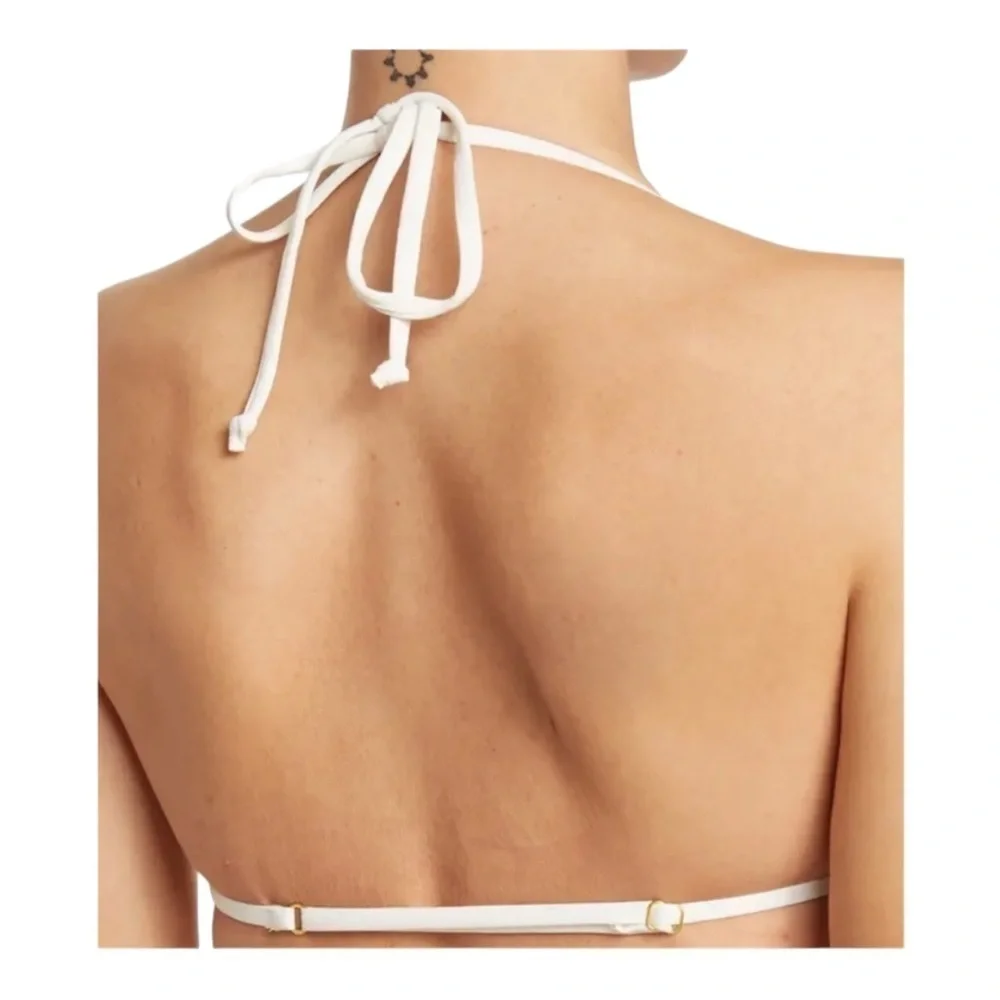 Weworewhat Ruched Bandeau Bikini Top Cream NWT